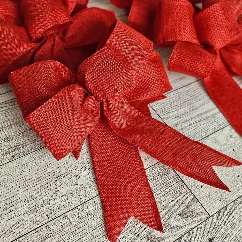 Red Bows Set of 6 Christmas Bows Tree Bows Holiday Ornament Birthday Party Decor